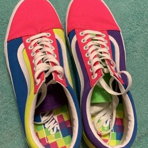 Multi colored neon vans sneakers